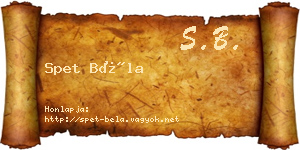 Spet Béla névjegykártya